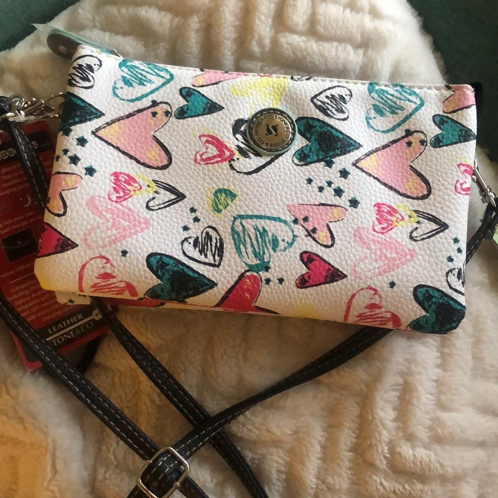 NWT Stone & Co leather handbag w/Phone Charger